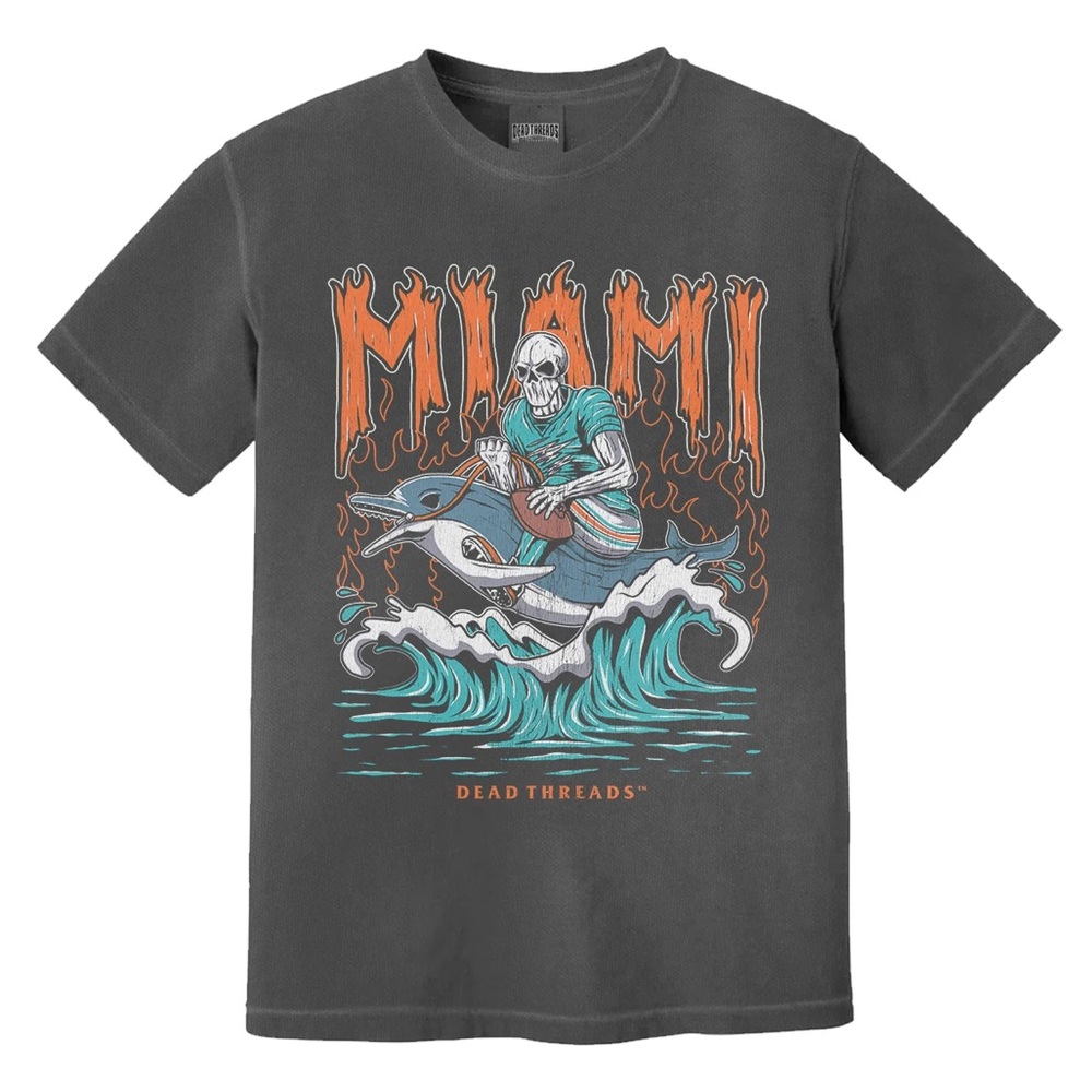 Dead Threads Miami Dolphins Football Tee Unisex Comfort Colors Graphic Shirt Med